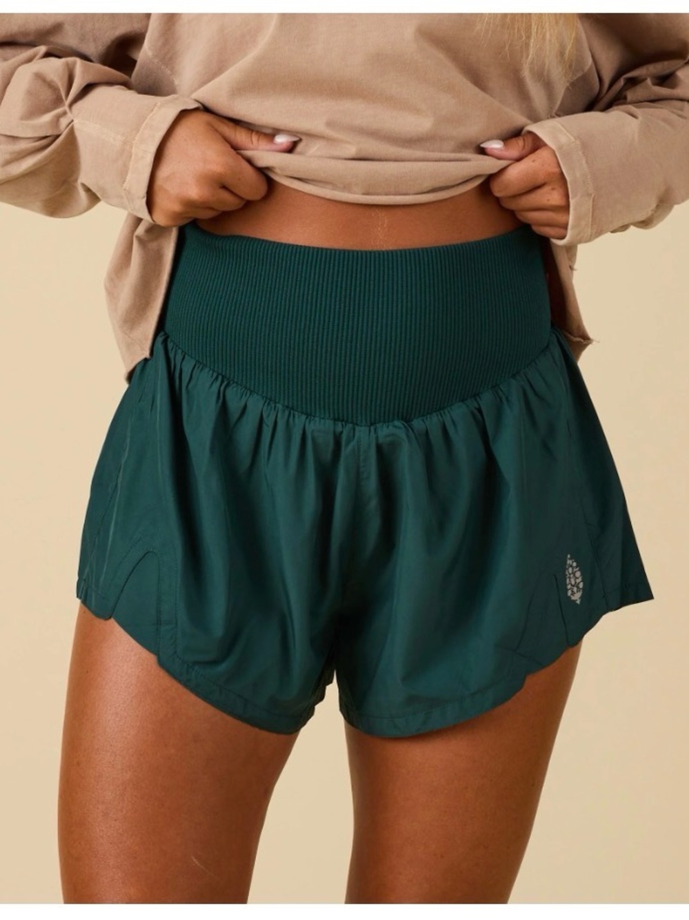 Free People Teal Layered Athletic Running Shorts Women’s Size Small NWOT